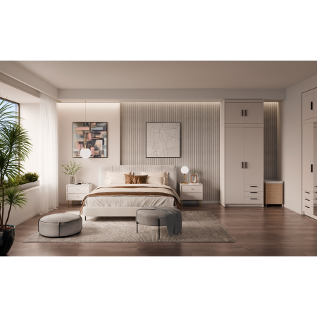 Szafa z nadstawką szufladami 90 cm uchylna 2D TRINO beż piaskowy